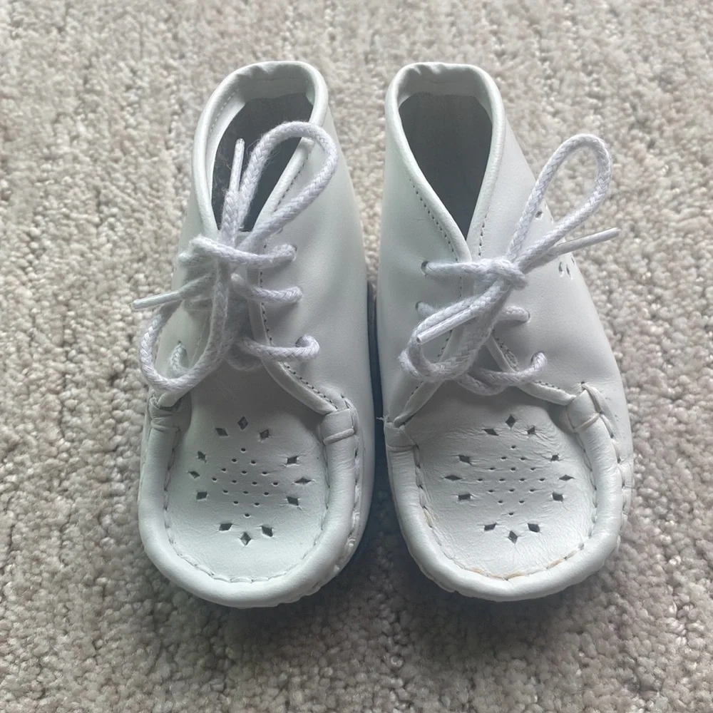 Infant White Faux Leather Vintage Inspired Shoes